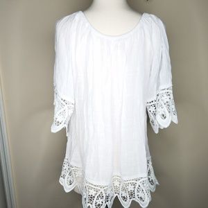 Sundance Tops - Sundance crystelle lace hem top white Sundance Tops - Sundance crystelle lace hem top white